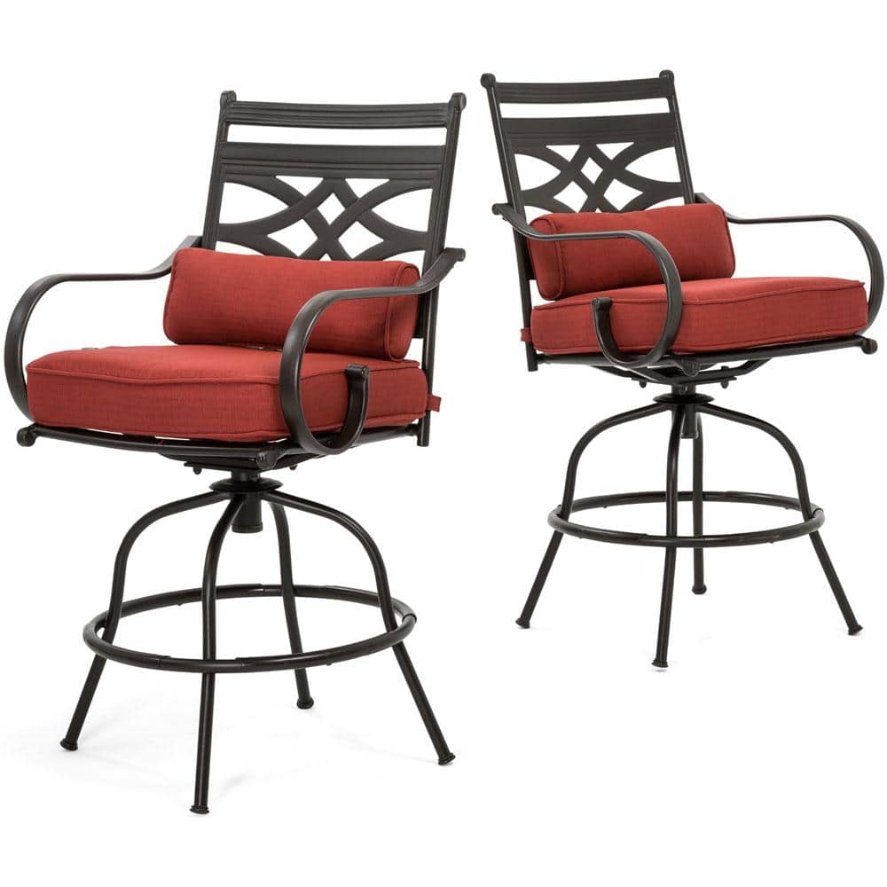 Montclair 5-Piece Steel Outdoor Dining Set with Chili Red Cushions