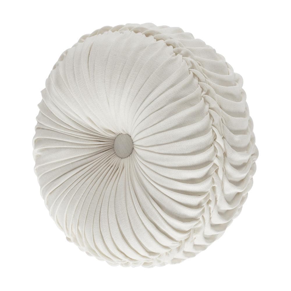 Leanna Polyester White Tufted Round Decorative Throw Pillow 15 X 15 in.