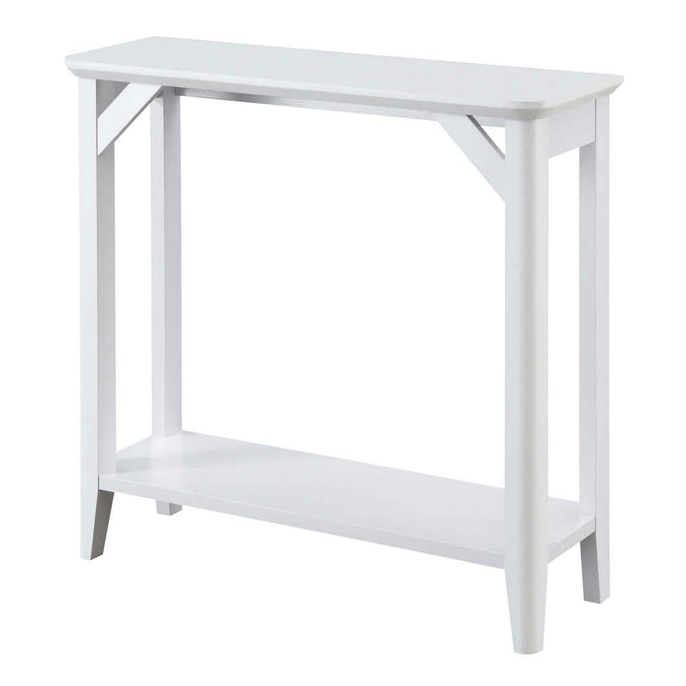 Rustic White Melamine Hall Table with Dual Shelves