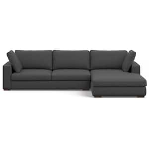 Charlie 122 in. Straight Arm Tightly Woven Performance Fabric Rectangle Right-Facing Sectional Sofa in. Pebble Grey