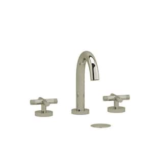 Riu 8 in. Widespread Double-Handle Bathroom Faucet with Drain Kit Included in Polished Nickel