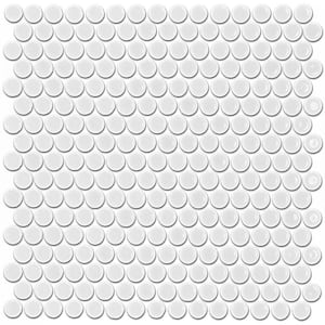 Bliss Penny White 3 in. x 0.24 in. Matte Porcelain Floor and Wall Mosaic Tile Sample