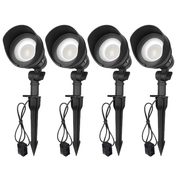 DEWENWILS 60-Watt Equivalent Low Voltage Black Plug-in Integrated LED Waterproof Path Light (4-Pack)