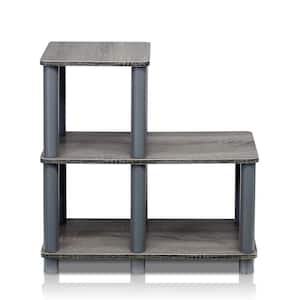 19.9 in. Gray Plastic 3-shelf Etagere Bookcase with Open Back