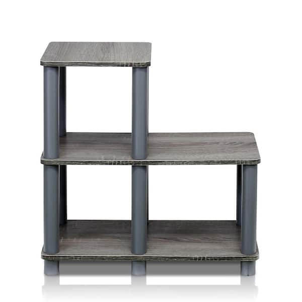 Furinno 19.9 in. Gray Plastic 3-shelf Etagere Bookcase with Open Back