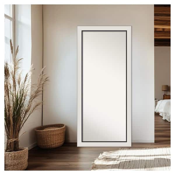 Ellie Silver Black 29.5 in. W x 65.5 in. H Non-Beveled Modern Rectangle Framed Full Length Floor Leaner Mirror
