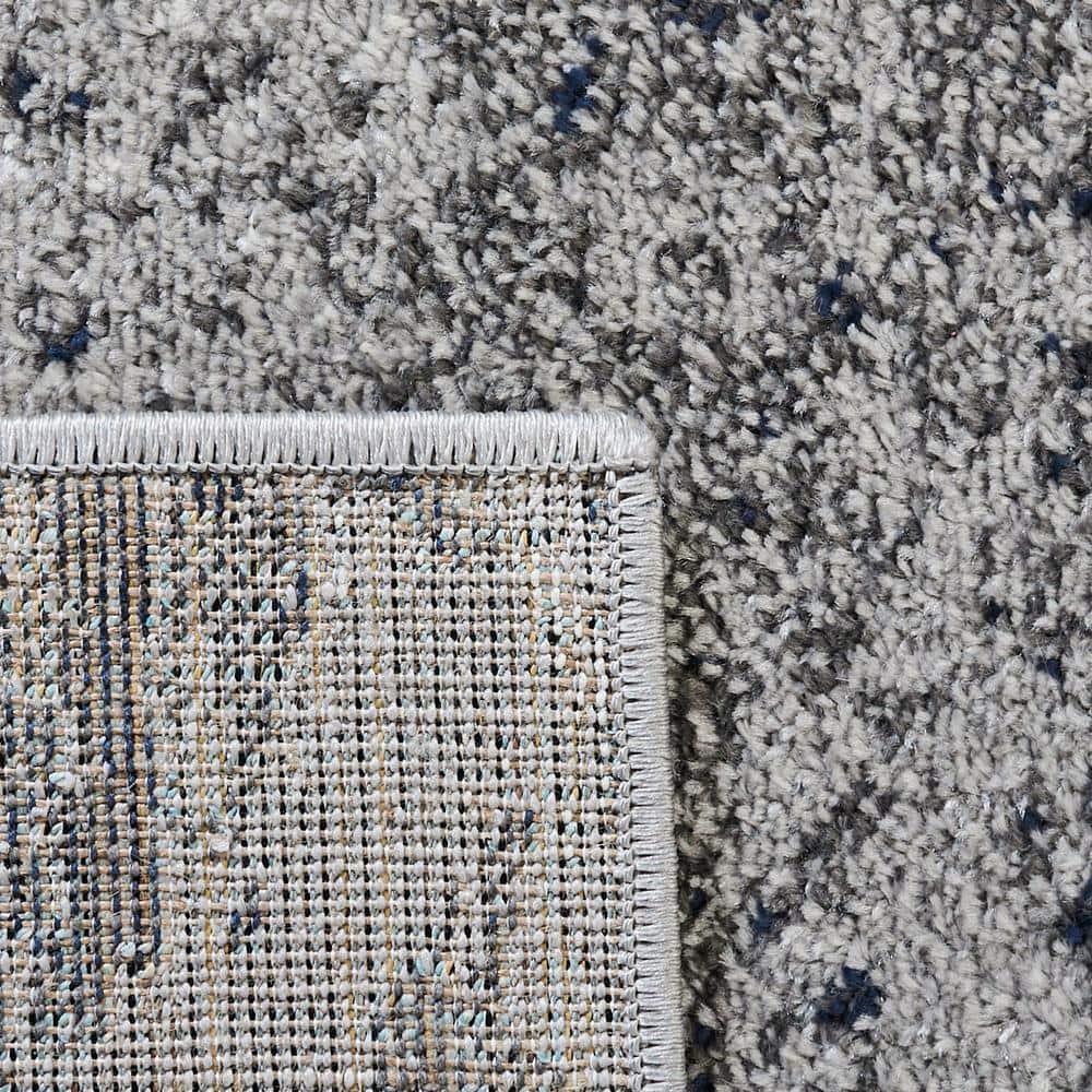 Navy and Grey Abstract 8' x 10' Synthetic Area Rug