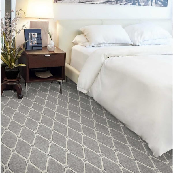 Sublime Defense Sea Cliff Gray 13.2 ft. 35.39 oz. Polyester Pattern Carpet - Installation Required