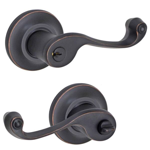 Fusion Oil-Rubbed Bronze Ornate Keyed Right-Handed Lever with Cambridge Rose