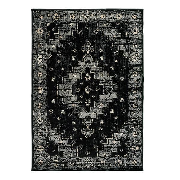 Black 8 ft. x 10 ft. Rectangle Polypropylene Area Rug