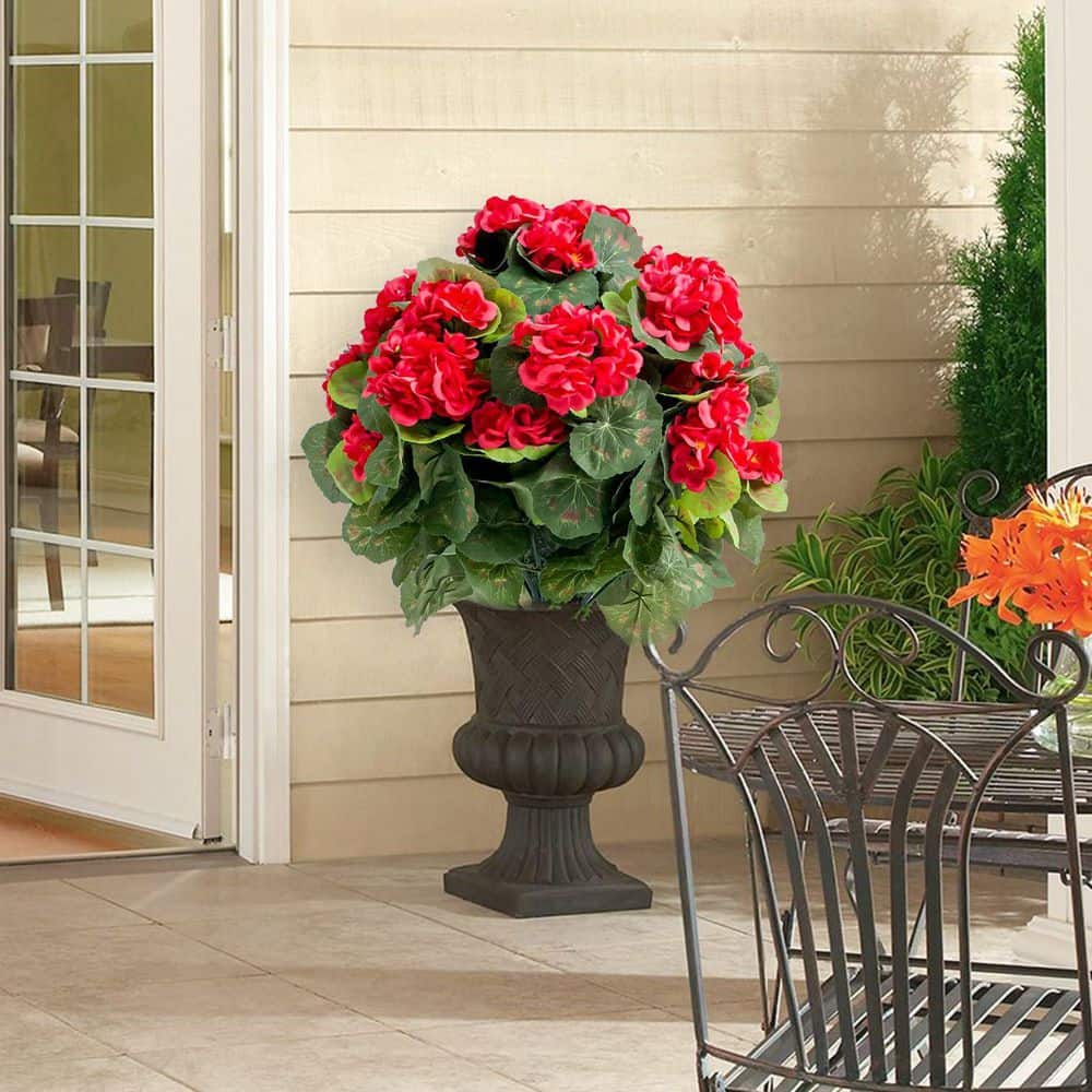 2Pcs 21.6 Inch Artificial Topiary Flower Ball Trees with Ground