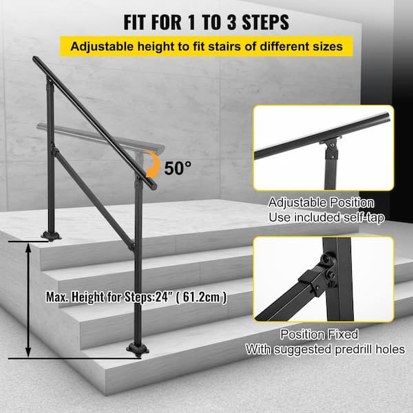 VEVOR Outdoor Stair Railing, Fits for 1-5 Steps Transitional