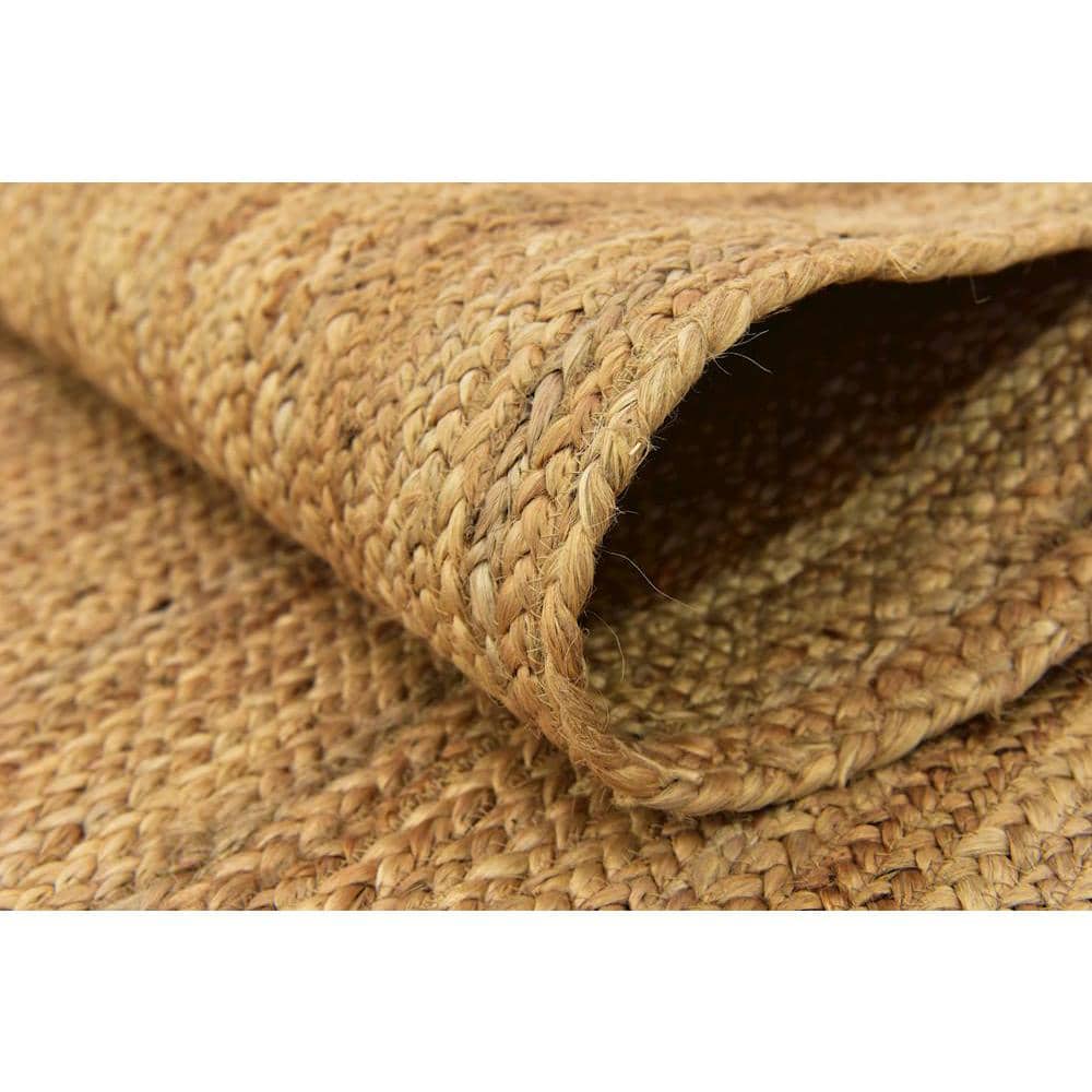Handmade Braided Jute and Cotton Reversible Area Rug 5' x 8' - Natural Brown