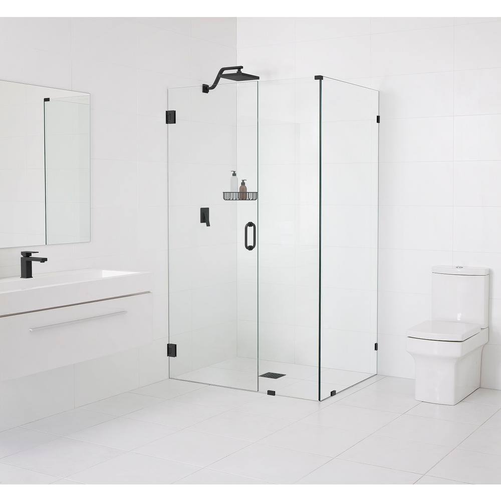 44.5 in. W x 34.5 in. D x 78 in. H Pivot Frameless Corner Shower Enclosure in Matte Black Finish with Clear Glass price history on PriceWatchPro