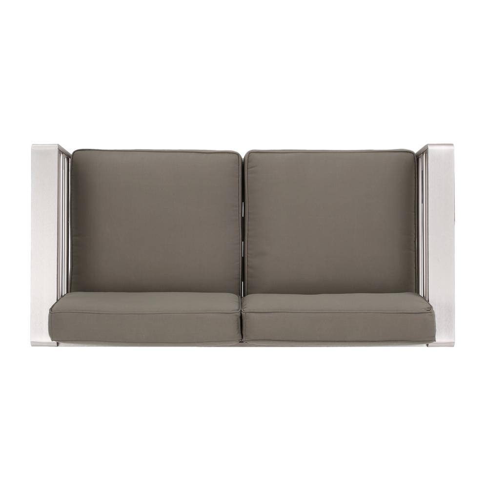 Cape Coral Gray Aluminum 4-Person Outdoor Chat Set with Fire Table