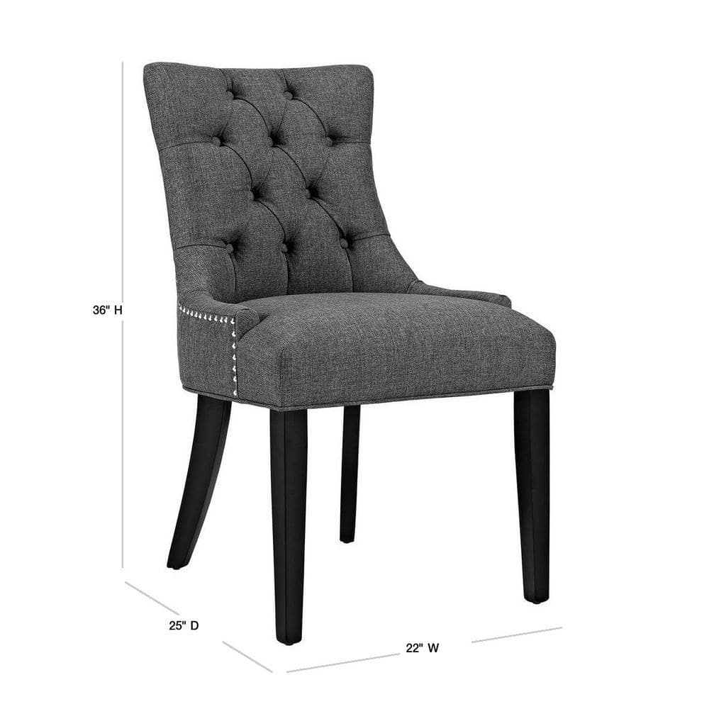 Regal Gray Tufted Parsons Side Chair with Nailhead Trim