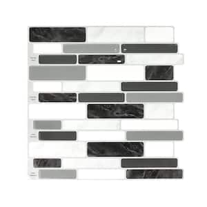 12 in. x 12 in. Vinyl Peel and Stick Wall Tile Backsplash in Gray Marble for Kitchen (10-Pack)