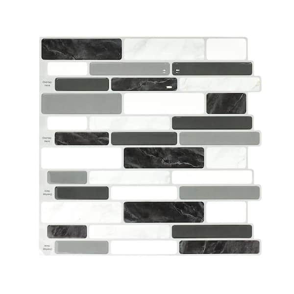 Jeedeson 12 in. x 12 in. Vinyl Peel and Stick Wall Tile Backsplash in Gray Marble for Kitchen (10-Pack)