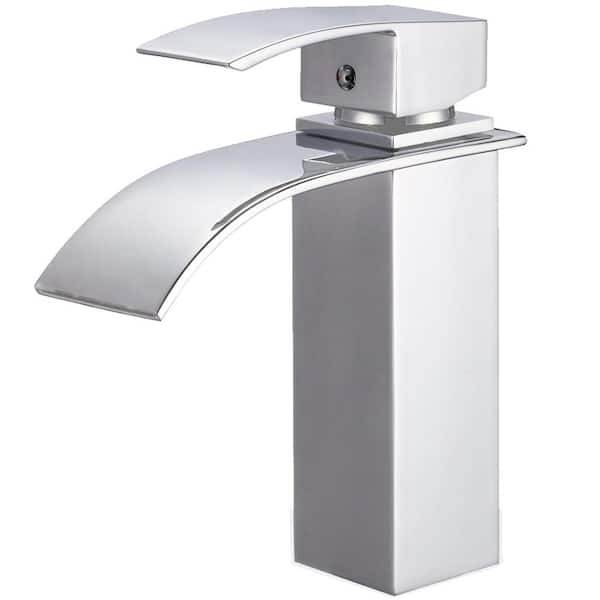 Novatto Remi Watersaver Single Hole Single-Handle Lav Bathroom Faucet with Waterfall Spout in Chrome