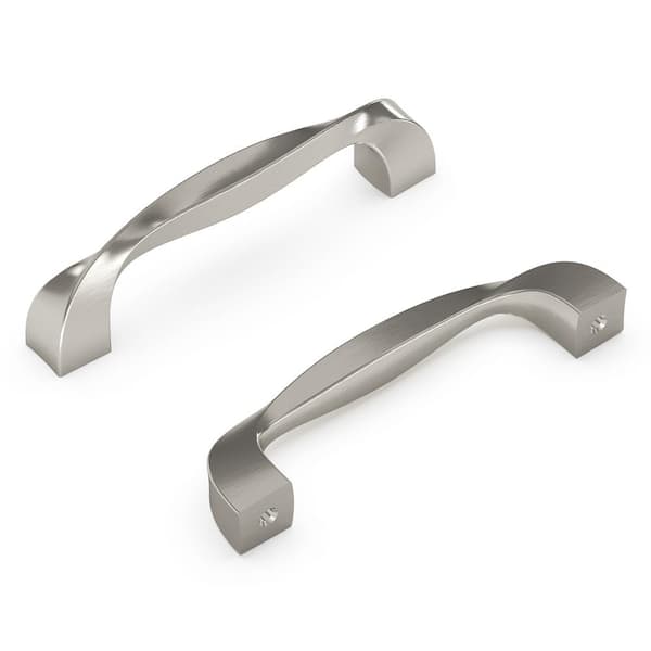 HICKORY HARDWARE Twist 3-3/4 in. 96 mm Center-to-Center Satin Nickel Cabinet Door/Drawer Pull