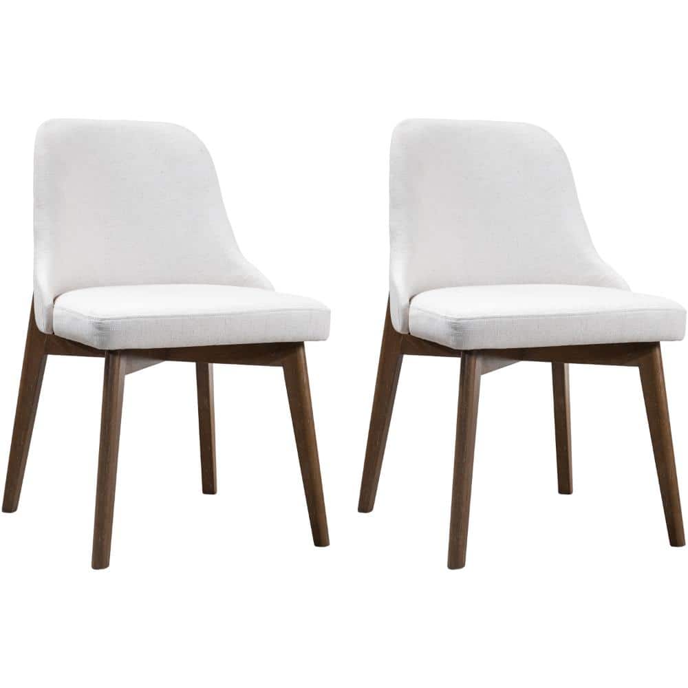 White Upholstery Weathered Oak Solid Wood Leg Armless Dining Side Chair Set of 2 price history on PriceWatchPro