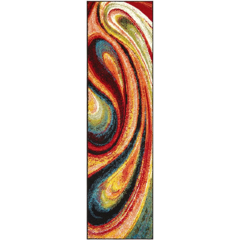 Splash Red/Blue 2 ft. x 7 ft. Abstract Runner Rug 4-211-999 - The Home ...