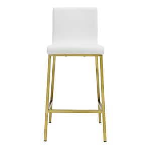 Charlie 25.99 in. White Low Back Metal Counter Stool with Faux Leather Seat Set of Two