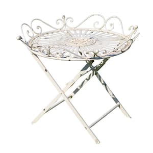in.Stephania in. Antique White Metal Side Table