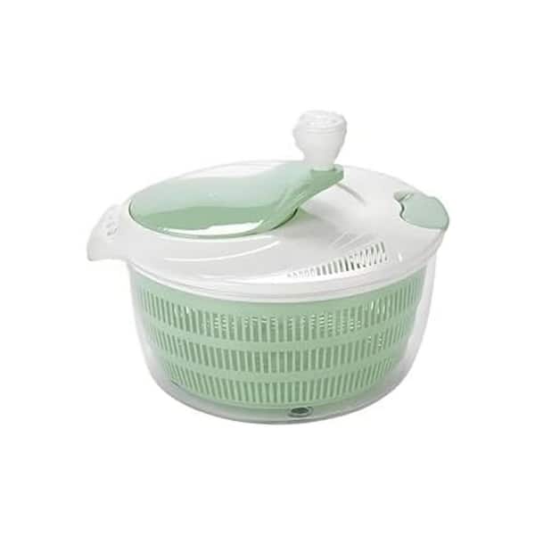 Salad Spinner with Dual Drainage Holes Efficient Lettuce Dryer Green for Washing Spinning Draining Fruits Vegetables