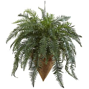 Nearly Natural 2.5 ft. Boston Fern Artificial Plant in Gray Planter with  Stand P1689 - The Home Depot