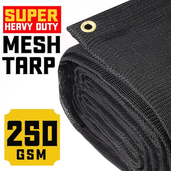 10 ft. X 16 ft. Black 250 GSM 7.5 OZ Heavy Duty Mesh Tarp, UV
