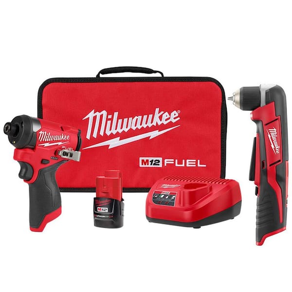 M12 FUEL 12-Volt Lithium-Ion Brushless Cordless 1/4 in. Hex Impact Driver Kit w/3/8 in. Right Angle Drill