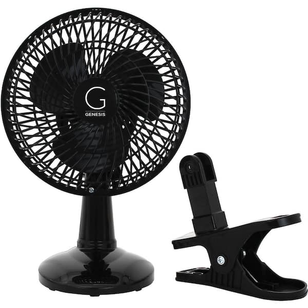 6 in. Convertible Table-Top and Clip Fan Fully Adjustable Head, 2 Quiet Speeds - Black