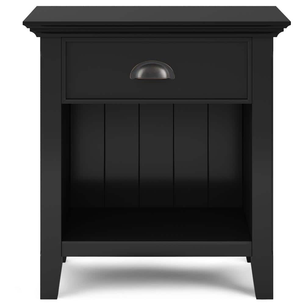 Acadian Black Solid Wood 24" Bedside Nightstand Table