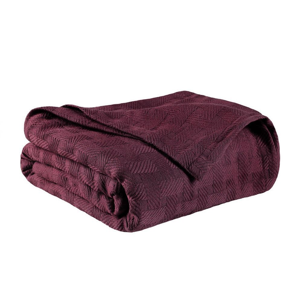 Plum Geometric Cotton Throw Blanket