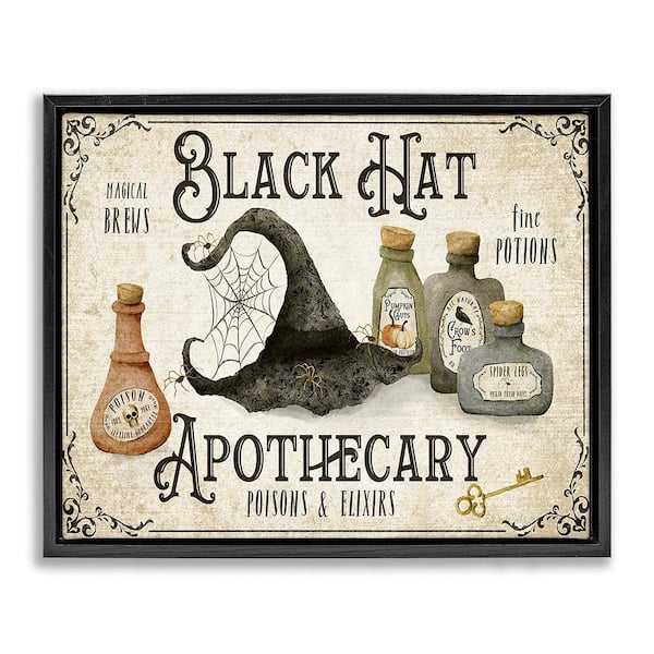 Stupell Industries Vintage Black Hat Apothecary by Deane Beesley 1-Piece Floater Frame Graphic Print Typography Art Print 21 in. x 17 in.
