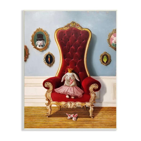 Stupell Industries "Princess Rabbit Royal Heir Red Throne Funny Animal" by Lucia Heffernan Unframed Print Animal Wall Art 13 in. x 19 in.