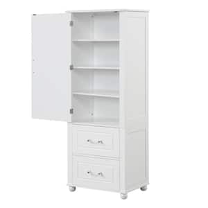 23 in. W x 15.9 in. D x 61.4 in. H Freestanding White Linen Cabinet Tall Bathroom Storage Cabinet
