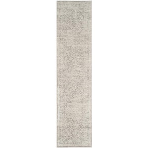 Princeton Gray/Beige 2 ft. x 10 ft. Floral Distressed Runner Rug