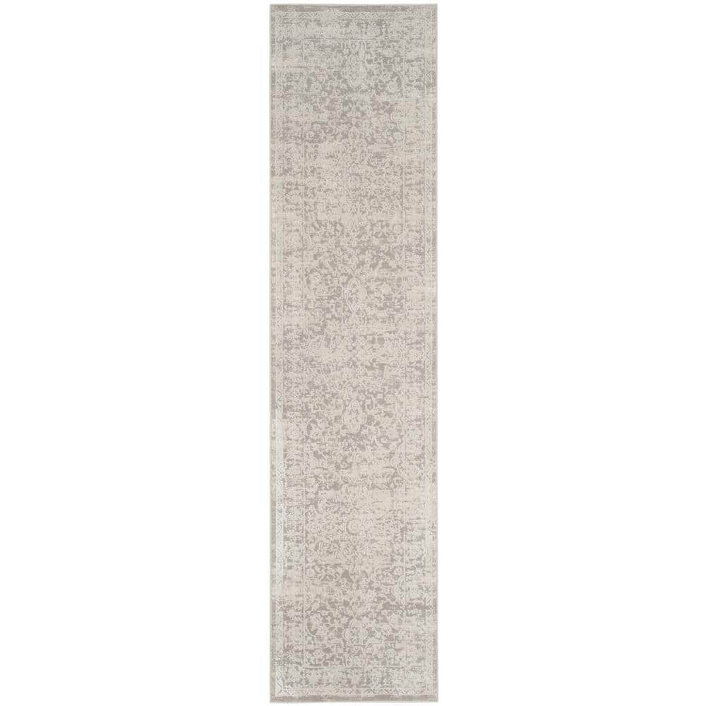 SAFAVIEH Princeton Gray/Beige 2 ft. x 8 ft. Floral Distressed Runner