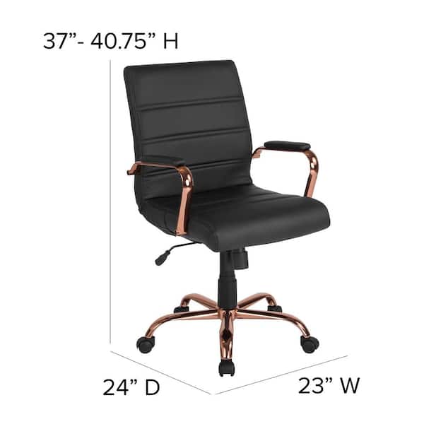 Flash Furniture Black Leather Rose Gold Frame Office Desk Chair Go2286mbkrsgld The Home Depot Flash Furniture Black Leather Rose Gold, Rose Colored Desk Chair