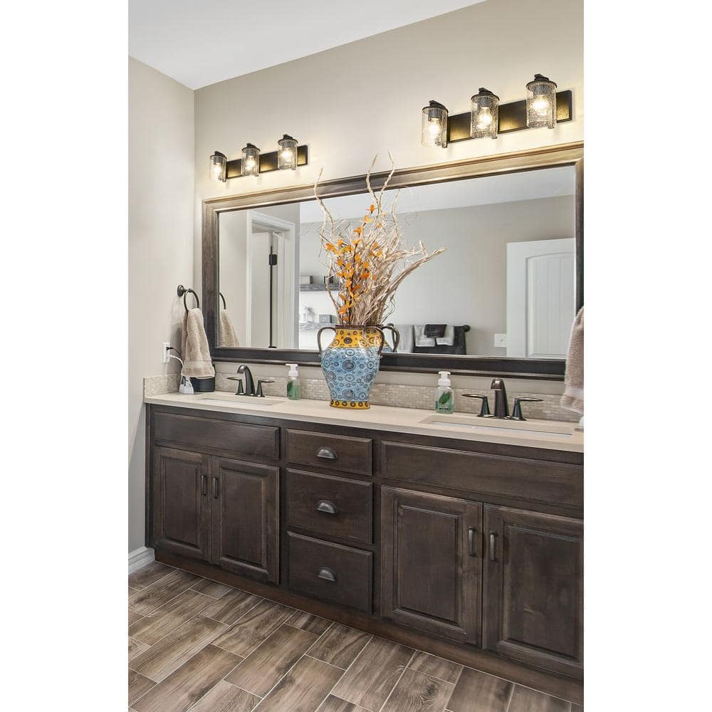 Matte Black Steel 3-Light Dimmable Vanity Fixture
