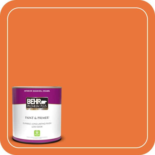 BEHR PREMIUM PLUS 1 qt. Home Decorators Collection #HDC-MD-27 Tart Orange Eggshell Enamel Low Odor Interior Paint & Primer