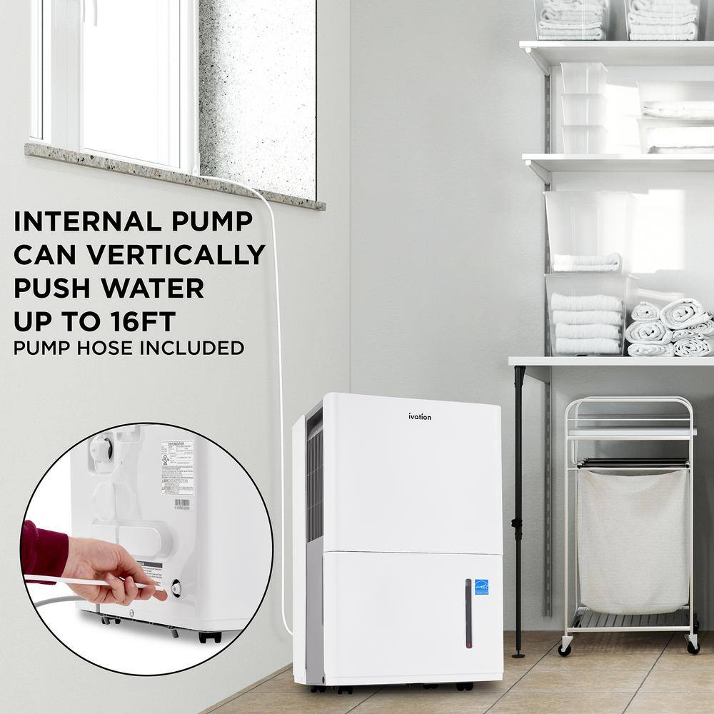 Ivation 4,500 Sq. Ft White Energy Star Dehumidifier with Pump