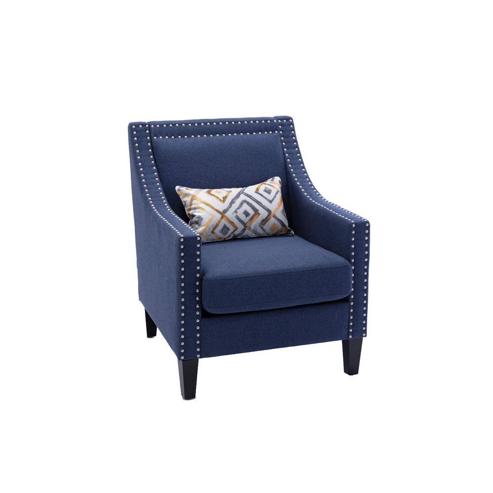 JASMODER Sky Blue Rectangle Accent Armchair with Nailhead Trim Side