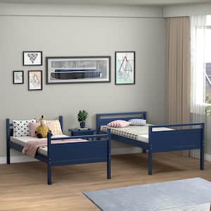 Twin Over Navy Twin Bunk Bed Convertible 2 Individual Beds Wooden