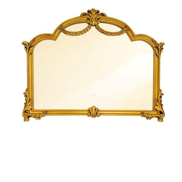 Loiry Modern 35.68 in. W x 26.77 in. H Rectangular Framed Dimmable Wall Bathroom Vanity Mirror with Ornate Golden Frame