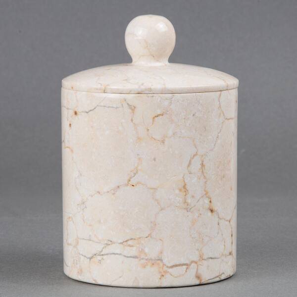 Creative Home Spa Natural Marble Cotton Ball Holder In Beige 744 The Home Depot