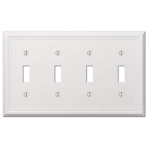 Ascher 4 Gang Toggle Steel Wall Plate - White