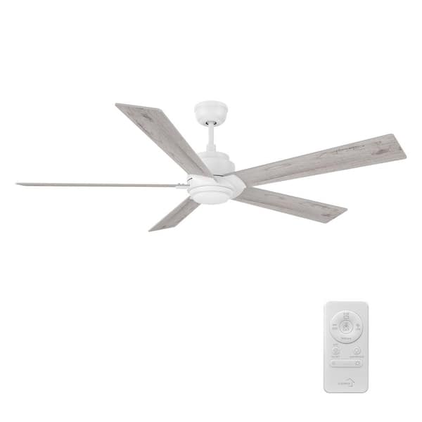 CARRO Kalmar 60 in. Color Changing Integrated LED Indoor Matte White 10-Speed DC Ceiling Fan with Light Kit and Remote Control